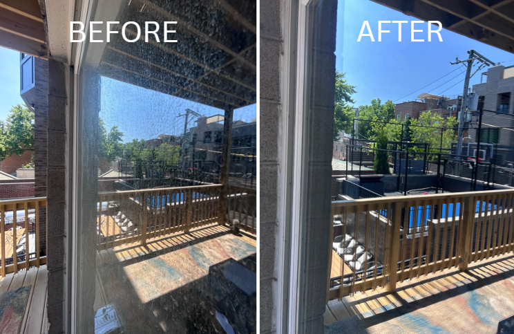 Before and after window cleaning results